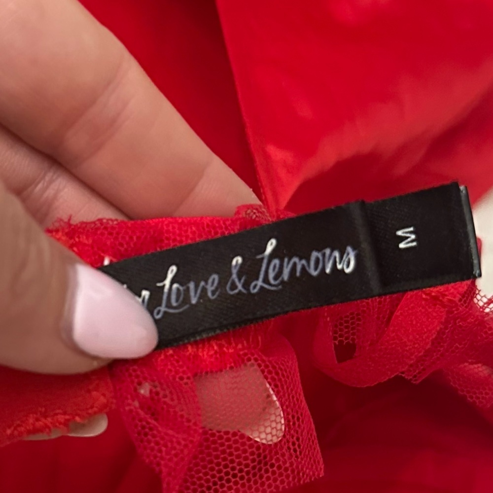 New! For Love & Lemons Red Evie Slip Dress embroidered lace nwot 51381 - Picture 13 of 14